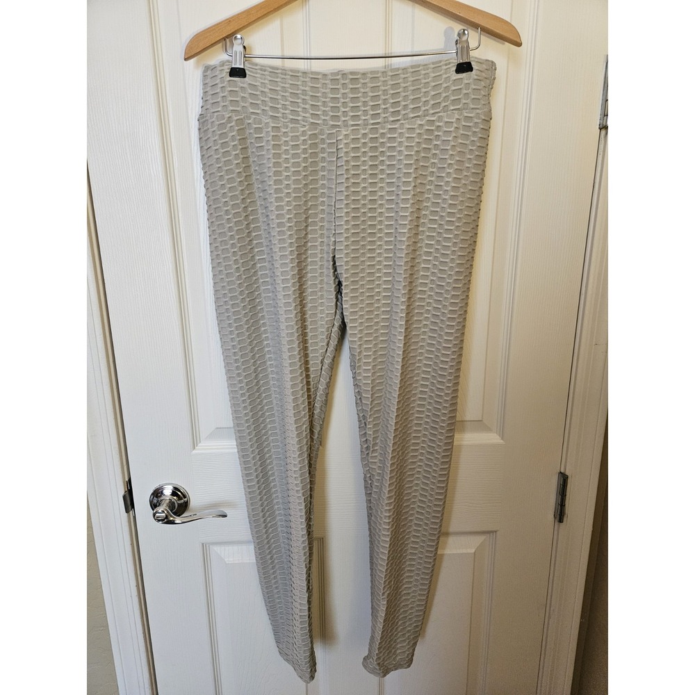 NWOT Yuna Fashion Gray Textured Yoga Activewear Leggings, Scrunch Butt, 2XL